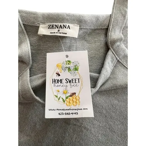 Zenana Cropped Tank Womens Size Small Ribbed Square Neck Button - Picture 4 of 4